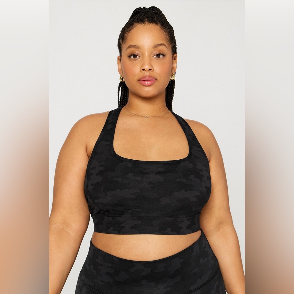 Fabletics Essential Medium Impact Sports Bra Top Camo New